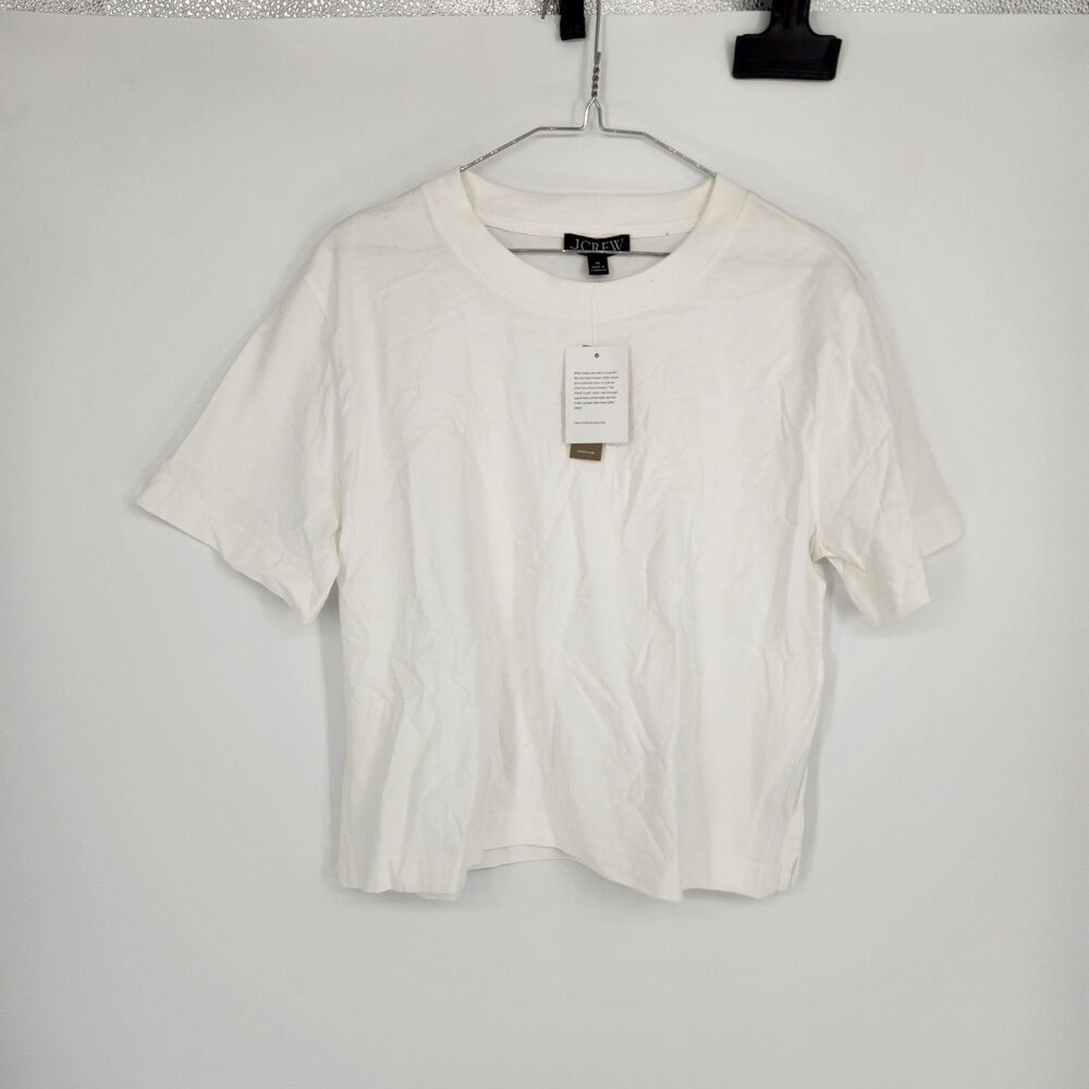 J.Crew White Medium Boyfriend Jersey Relaxed Cropped T-Shirt NWT